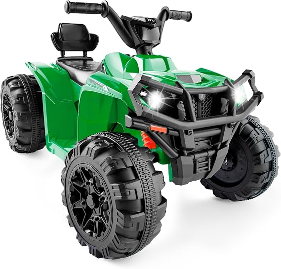 Best Choice Products 12V Kids Ride-On Electric ATV, 4-Wheeler Quad Car Toy w/Bluetooth Audio, 2.4mph Max Speed, Treaded Tires, LED Headlights, Radio - Green