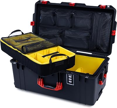 Black and Red Pelican 1626 Air case.  with padded dividers and mesh lid organizer