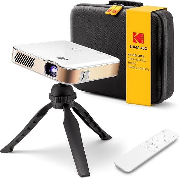 KODAK Luma 450 Portable Smart Mini Projector, 1080p, White, Pocket