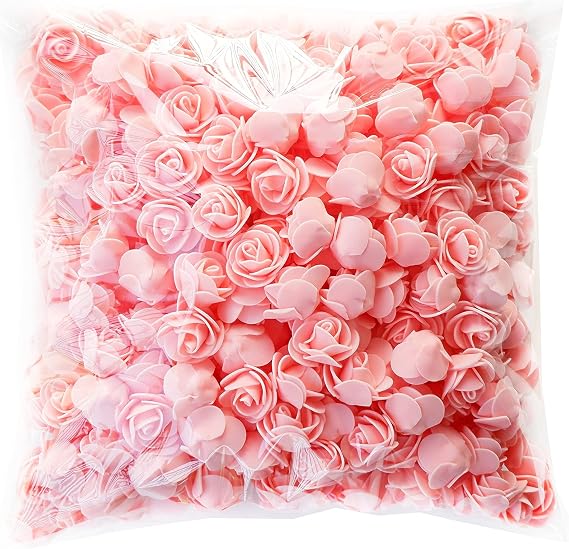 Luvhua Foam Flowers Bulk, Artificial Flowers Foam Roses for Crafts, DIY Bear Gifts for Valentine's Day, Birthday, Wedding Bouquets Decoration 3.5cm/1.38in (Peach Pink, 100PCS)