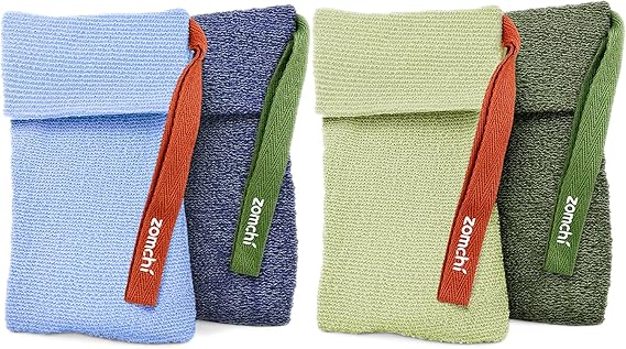 ZOMCHI Blue and Olive Green Soap Bags with Different Roughness