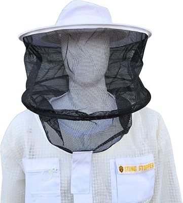 Beekeeping Veil - Replacement Round or Fencing Style, Universal Fit for All Suits & Jackets, 3-Layer Mesh for Maximum Sting Protection, White