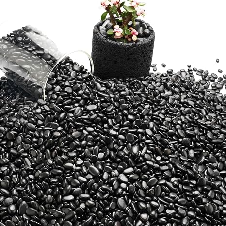 NUPICK 3lb River Rocks for Plants Indoor, Black Pebbles for Vases Fillers