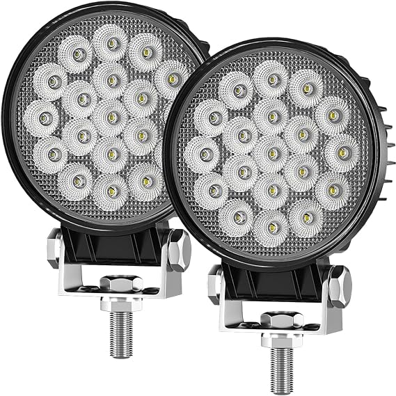 LED Tractor Lights 2 Pcs 4 Inch 12v Flood Light Round Waterproof Work Truck Lights for Equipment Vehicle Off Road SUV ATV UTV 4WD