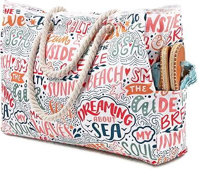 Tavaleu Beach Bags for Women - Large Beach Tote Bag, Women Sandproof Pool Bag for Pool Gym Grocery Travel