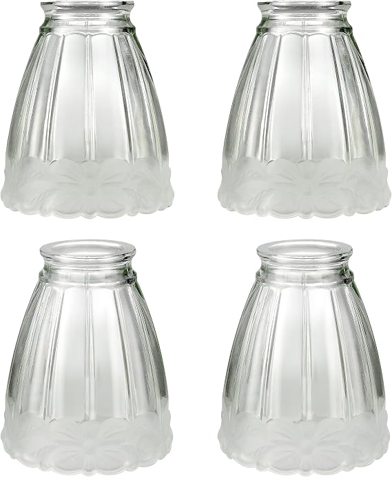 Aspen Creative 23173-4 Transitional Clear & Sandblasted Ceiling Fan Replacement Glass Shade.2-1/8" Fitter, 5-1/2"Diameter x 4-3/4"Height. 4 Pack