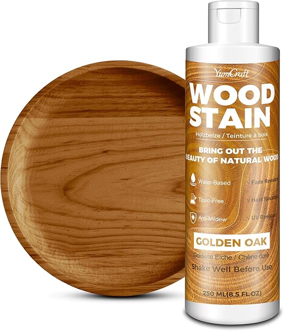 Water Based Wood Stain Golden Oak 8.5oz/250ml, Matte Fast Drying Stain, Low Odor Non-Toxic Indoor Outdoor Wood Paint for Furniture, Cabinet, Door, Window, Wardrobe, Paneling, Trim & Multiple Finishes