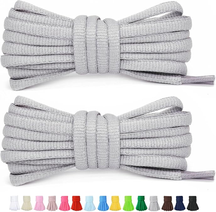 Stepace 1/4" Oval Athletic Shoelaces, Half Round Shoe Laces for Trainers | 2 Pairs Shoe Laces for sneakers, sports, running shoes, 6mm wide, 15 Colors, 5 Sizes in 100-160cm, Replacement Shoe strings