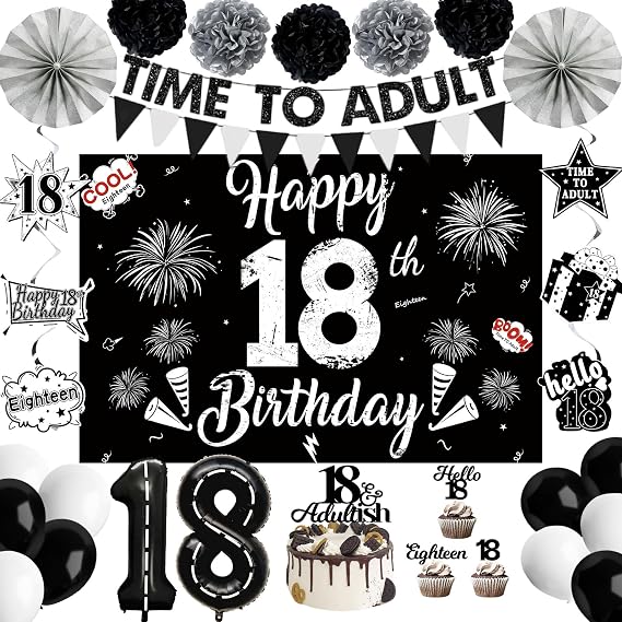 DataMoon 18th Birthday Decorations for Boys Girls