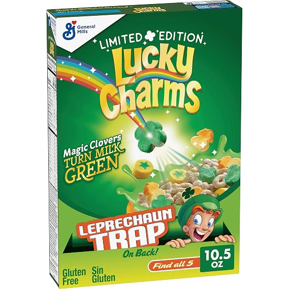 Lucky Charms St. Patrick's Day Cereal, Turns Milk Green, 10.5 oz