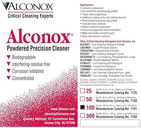 Alconox 1101 Powdered Precision Cleaner, 100 lbs Drum