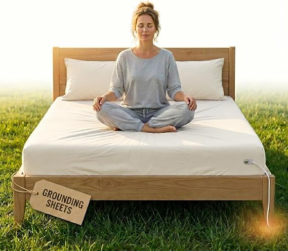 GAYA Grounding Bed Sheets Queen, Fitted, Silver Threaded, Deep Pockets