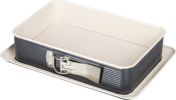 Zenker Rectangular "Creme Noir" Springform, Grey/Beige, 11.02 x 7.09 x 2.76"