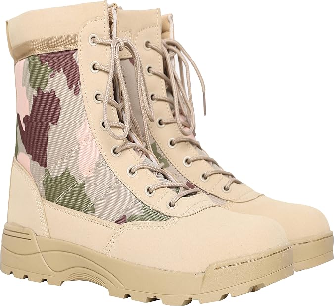 Mens MIG Side Zip & Lace Up Army Tactical Combat Boots Work Security Police