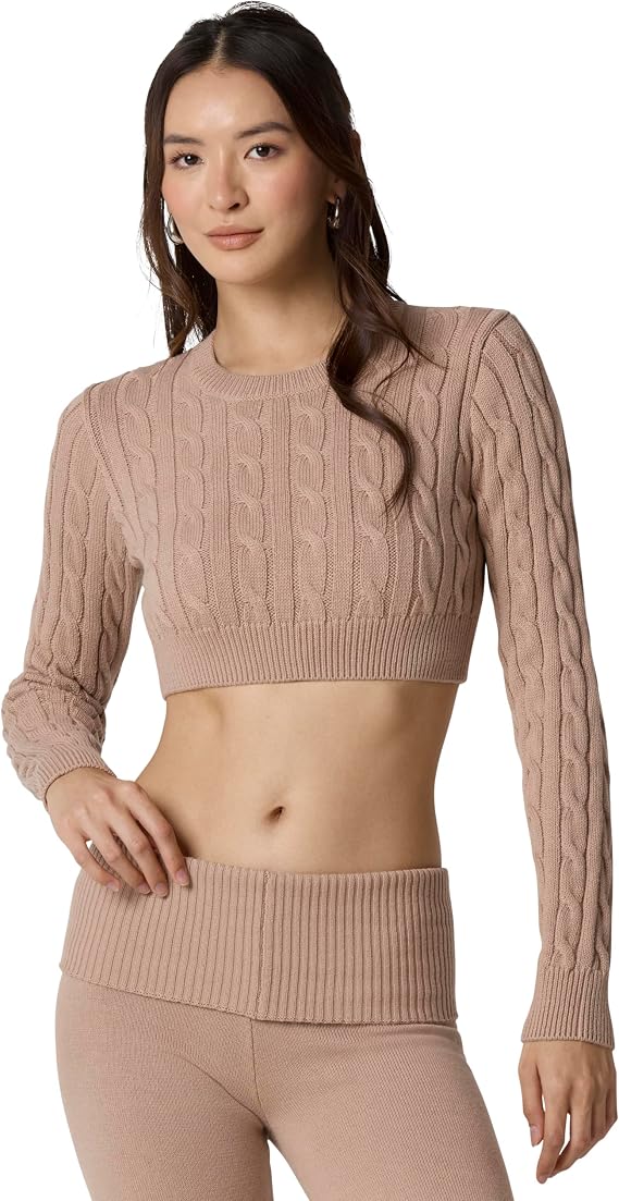 Florence by Mills Women's Barre Super Crop Cable Sweater