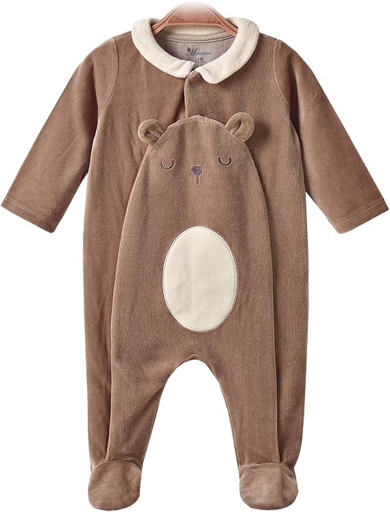 Baby Soft Cotton Blend Velvet Footed Jumpsuit, Warm Winter Footie Clothes for Newborn to 12 Months Baby Boy & Girl