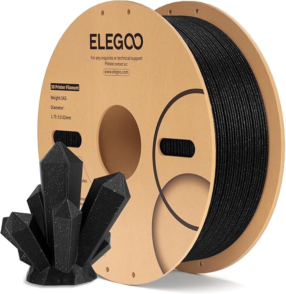 ELEGOO PLA 3D Printer Filament 1.75mm Sparkle Black 1KG