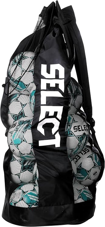 SELECT Duffle Soccer Ball Bag, Black/White, 20 ball capacity