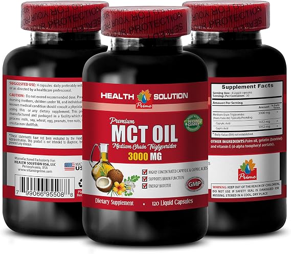 Immune System Booster - MCT Oil 3600MG, 100% Pure - Medium Chain triglycerides, mct Oil Supplement softgels, mct Oil Pills Organic, mct Oil Capsules,