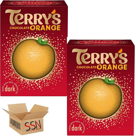 Terry's Chocolate Orange Dark Ball 145g, Dark chocolate flavoured with real orange oil By SSN Spark Systems Network (Pack of 2)