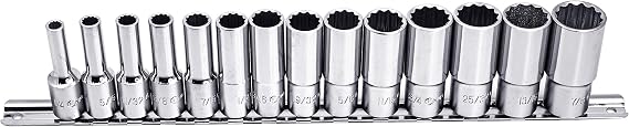 GENIUS TOOLS 14PC 3/8" Dr. SAE Deep Hand Socket Set (12-Point) - TW-314SD