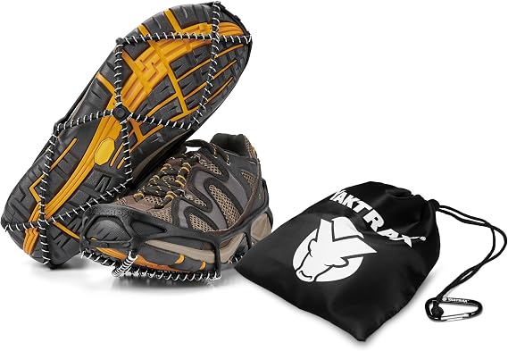 Yaktrax Walk Traction Cleats - 360-Degree Grip on Snow, Ice, Multi-terrain Surfaces - Elastic Outer Band w/ Easy-On/Off Heel Tab & 1.2mm Zinc-coated Steel Coils - Abrasion & Rust Resistant - Unisex