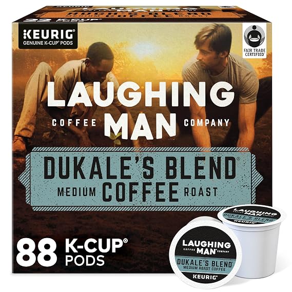 Laughing Man Dukale's Blend Keurig Recyclable K-Cup Coffee Pods, Medium Roast Arabica Coffee for Keurig Makers, 88 Count (4 Packs of 22)