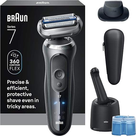 Braun Electric Shaver for Men, Series 7 7171cc, Wet & Dry Shave, Turbo & Gentle Shaving Modes, Waterproof Foil Shaver with Precision Trimmer, Space Grey