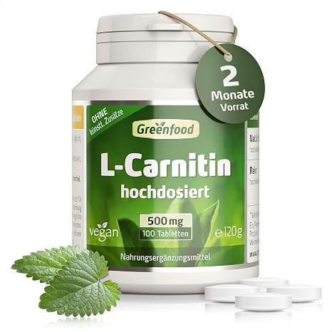 L-Carnitin 500 mg hochdosiert 100 Tabletten - OHNE künstliche Zusätze