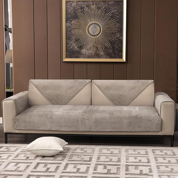 TEWENE Velvet Sectional Couch Cover - Anti-Slip L Shaped Sofa Cover for Dogs - 28''x70'' Size - 1 Pc