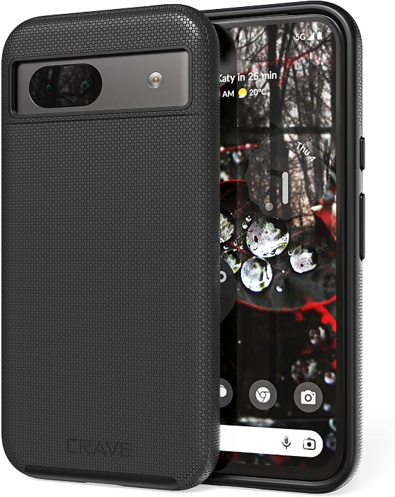 Crave Dual Guard for Google Pixel 8a Case - Black | Designed for the Google Pixel 8a (6.1 inch) with Wireless Charging Compatibility and a Textured Grip