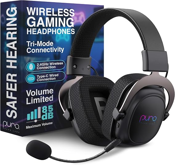 PuroGamer BT Kids Gaming Headset with Mic, Wireless 85dB Volume Limiting