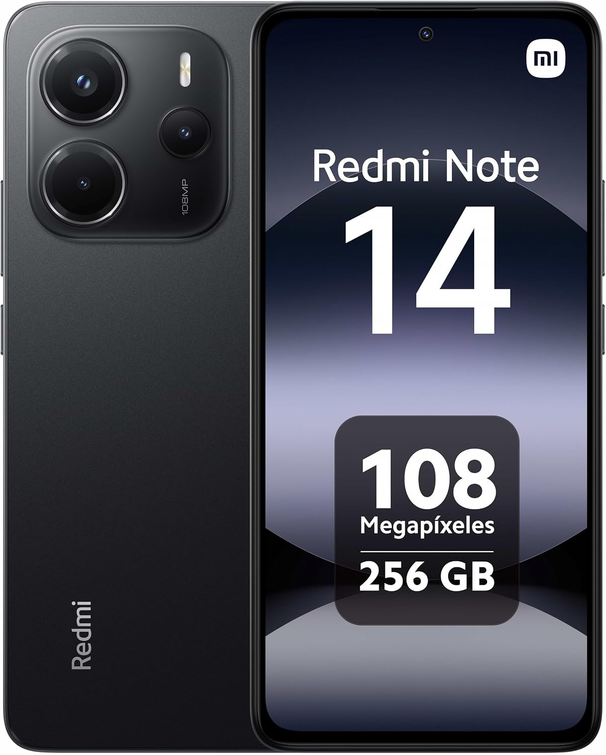 XIAOMI Redmi Note 14 - Smartphone 8256GB, 6.67" AMOLED FHD 120Hz Display, MediaTek Helio G99-Ultra, 108MP Camera, TurboCharge 33W, 5500mAh, Charger Not Included, Black ES Version