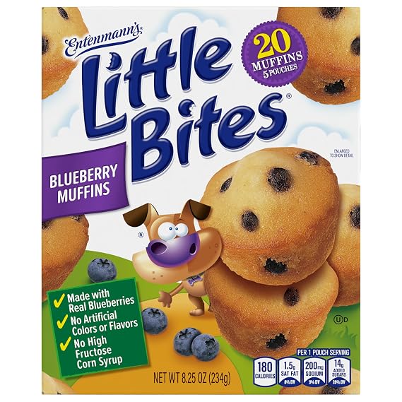 Entenmann's Little Bites Blueberry Mini Muffins, 5 packs, 8.25 oz