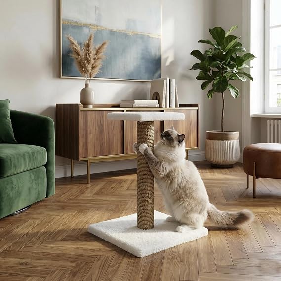 Platform Kedi Tırmalama Tahtası - 52Cm, Beyaz