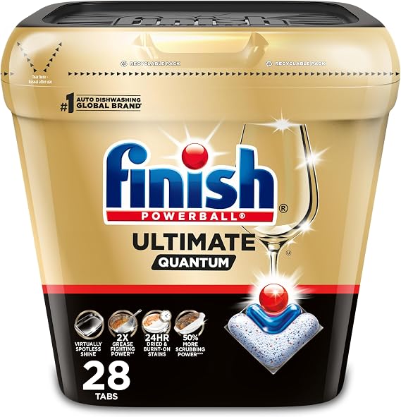 Finish Ultimate Dishwasher Detergent- 28 Count - With CycleSyncTM Technology - Dishwashing Tablets - Dish Tabs