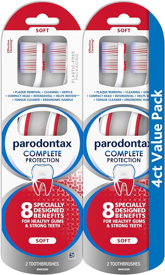 Parodontax Complete Protection Soft Toothbrush for Healthy Gums and Strong Teeth - 2 x 2 Pack
