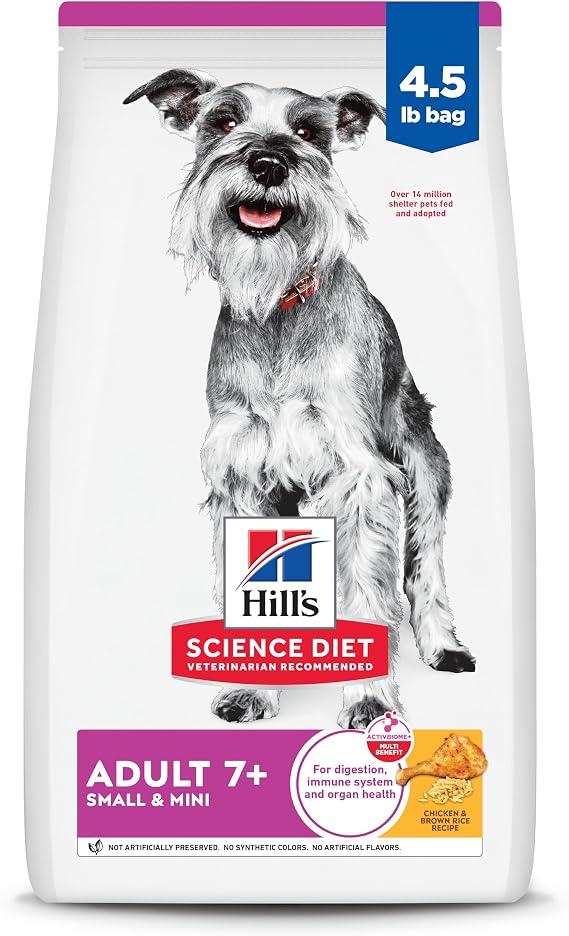 Hill's Science Diet Adult 7+ Small & Mini Dry Dog Food | #1 Veterinarian Recommended, Chicken & Brown Rice, 4.5 lb. Bag