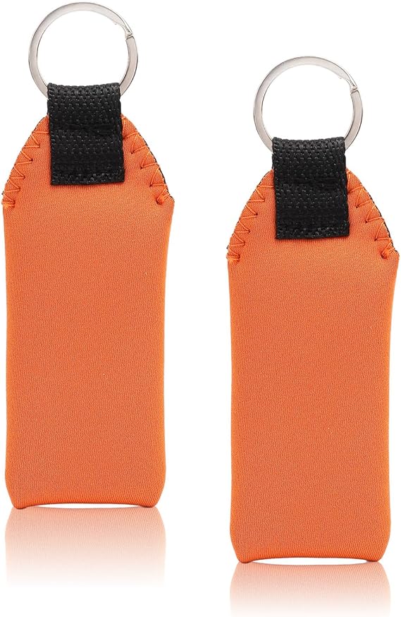 NQEUEPN 2pcs Floating Key Chain for Boating - Orange Neoprene Boat Ring Float Waterproof Pendant Foam Keychain for Surfing Rowing Fishing Outdoor Sports