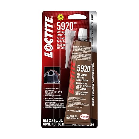LOCTITE Automotive RTV Copper Silicone Gasket Maker 5920 High-Temp, Sensor-Safe, Non-Corrosive, Oil Resistance - 80 ml, 1 Pack