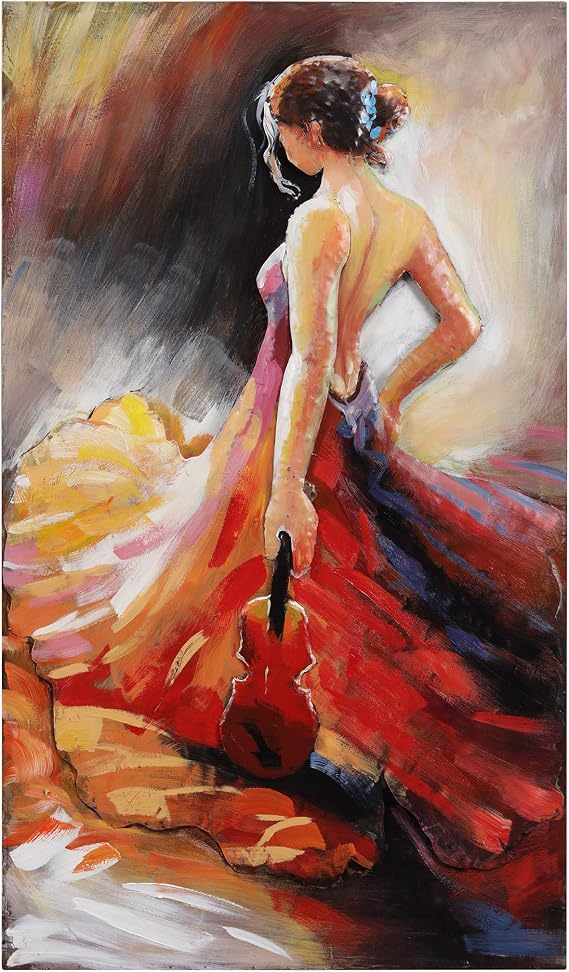 Empire Art Direct Flamenco Women in Beautiful Dress Iron Wall Art, 3D Metallic Hand Painted Sculpture,Ready to Hang,Living Room, Bedroom & Office