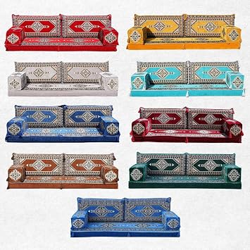Single Arabic Floor Seating Cushions, Arabic Majlis Floor Sofa, Reading Nook, Loveseat Sofa, Single Floor Couch, Ottoman Floor Pillows (Turquoise)