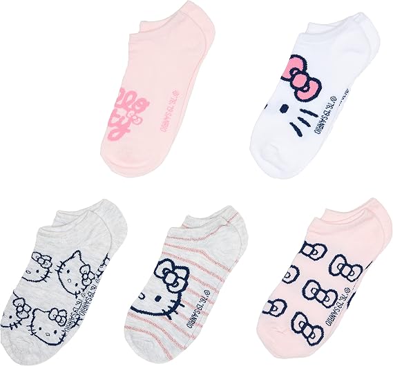 Hello Kitty girls Hello Kitty 5 Pack No Show Casual Sock