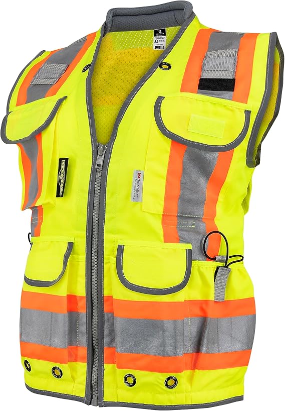 Radians Womens Womens Standard Hi-vis Green Class 2 Heavy Woven Two Tone Engineer Vest
