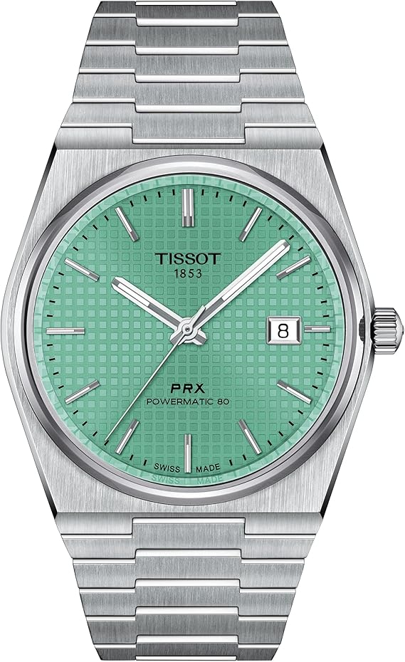Tissot Mens PRX Powermatic 80 316L Stainless Steel case Automatic Watches, Grey, Stainless Steel, 12 (T1374071109101)