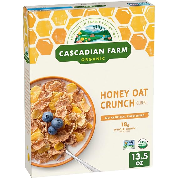 Cascadian Farm Honey Oat Crunch Organic Cereal, Whole Grain, 13.5 oz
