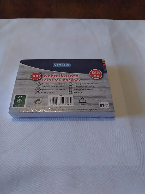 STYLEX 42676 Replacement Index Cards A6 Pack of 100