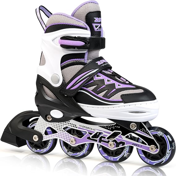 2pm Sports Adjustable Inline Skates, Stylish Design Beginner Roller Skates for Boys and Girls