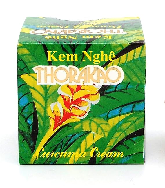 Thorakao Curcuma Cream 7 Grams. Thorakao Turmeric Cream for Skin. Heal and Prevent Acne. Cream for Dark Spots. Scar Cream. Kem Nghe Thorakao (1 Jar)