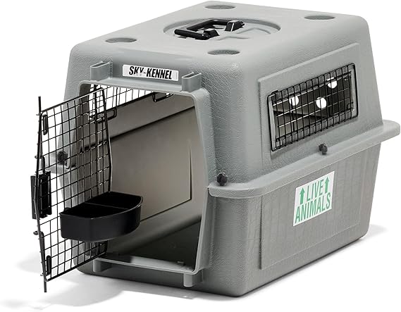 Petmate Sky Kennel For Air and Travel Airline Compliant Dog Crate for Smaller Dog Breeds or Pets up to 15 lbs, Heavy Duty Dog Kennel, Made in the USA- 21" L | Travel carrier made in USA, durable hard shell, secure door, great for air and road trips, safe home for small pets and pups